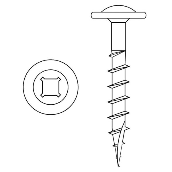#8-11 X 1 1/4 Large Round Washer Head Wood Screw, Phillips|Square, Coarse,  Type 17, Zinc