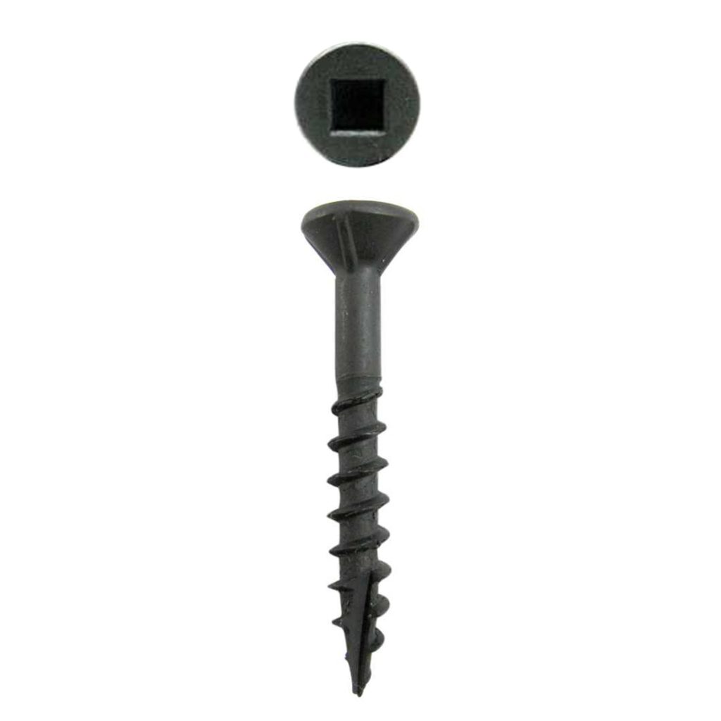 910 X 3" Flat Head Nibs Wood Screw, 2 Square, Coarse, Type 17, Black