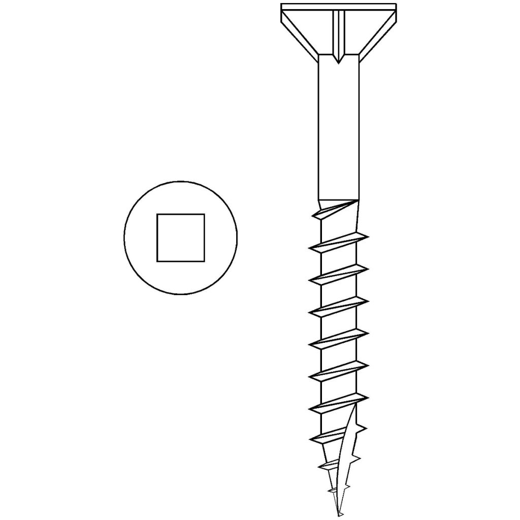 910 X 3" Flat Head Nibs Wood Screw, 2 Square, Coarse, Type 17, Black Rapid Start