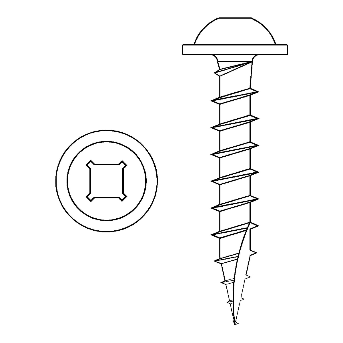 #8-11 X 1 1/4 Large Round Washer Head Wood Screw, Phillips|Square, Coarse,  Type 17, Zinc