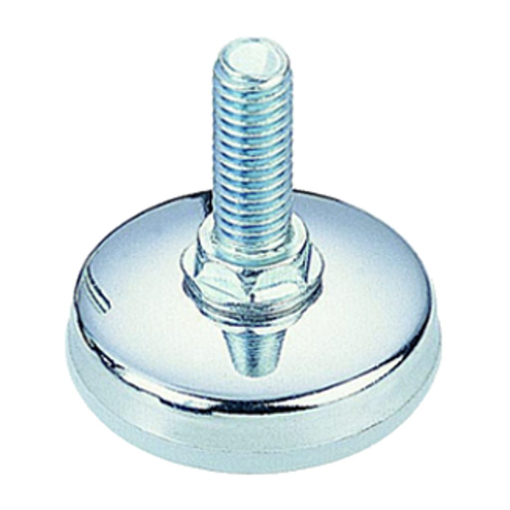 1/4"20 X 1" X 1" Adjustable Glide Leveler, Hex Nut, Flat Base, Natural