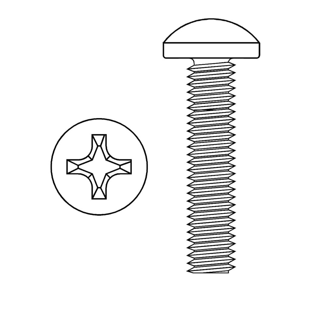 832 X 1 1/4" Pan Head Machine Screw, 2 Phillips Drive, UNC, Zinc