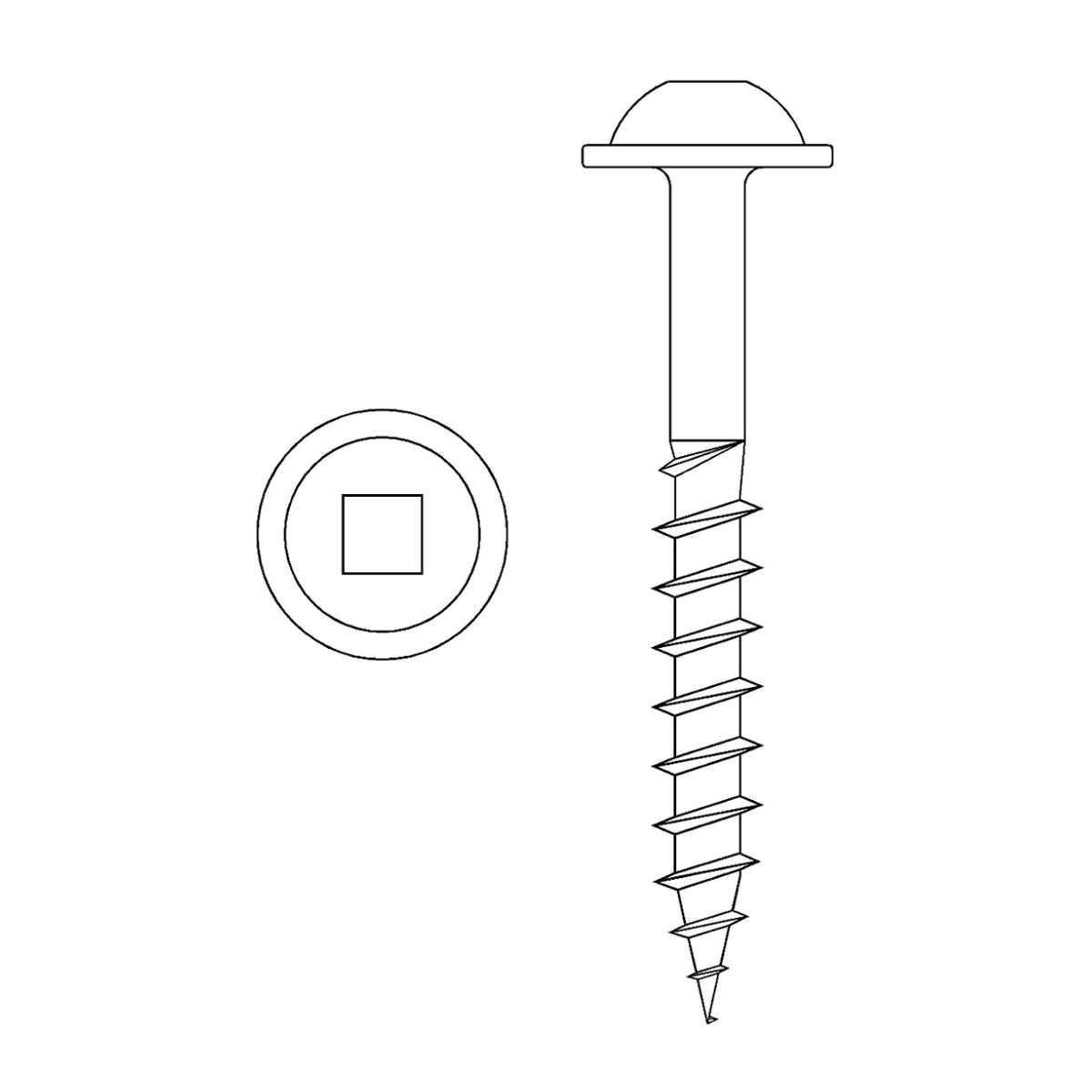 8-10 X 2 Round Washer Head Wood Screw, High Torque, #2 Square, Coarse,  Sharp Point, Black - Rapid Start