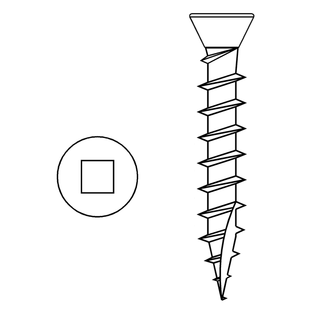 7-10 X 1" Trim Head Screw, #1 Square, Coarse, Type 17, 305 Stainless Steel - Rapid Start