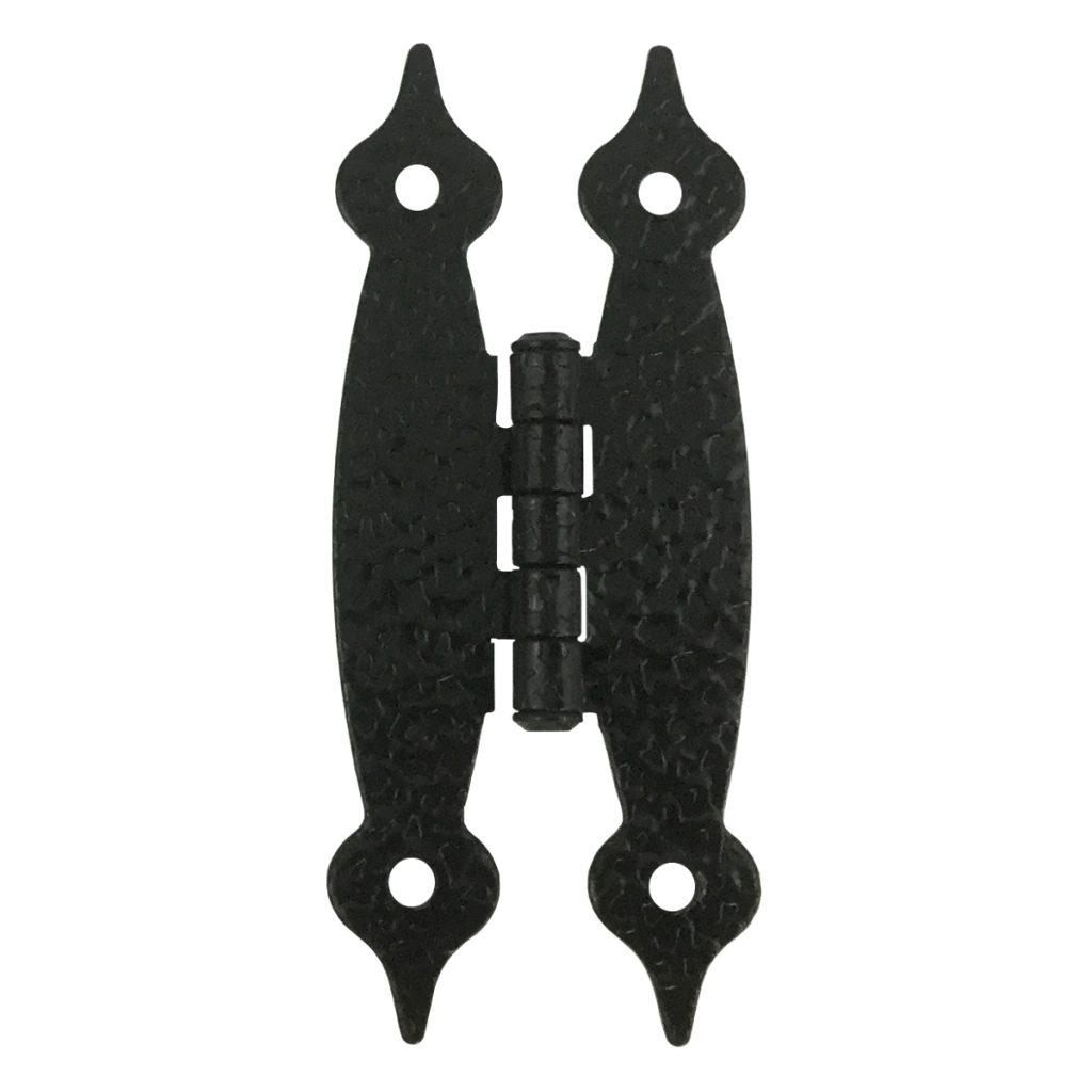 2 1/2" Hammered H Hinge, Flush Mount, Steel, Black Rapid Start